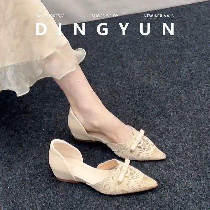 Slingback Pumps Women - French-style Gentle Bow High-heeled Hollow Single