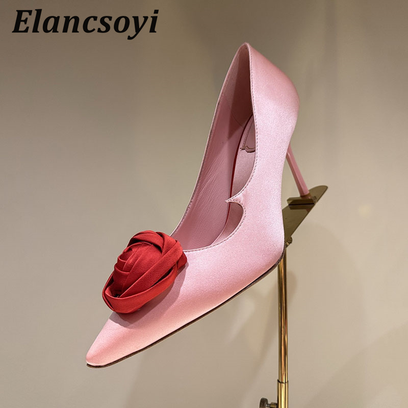 Women Shoes Logo - Rose Flower Decor High Heel Women