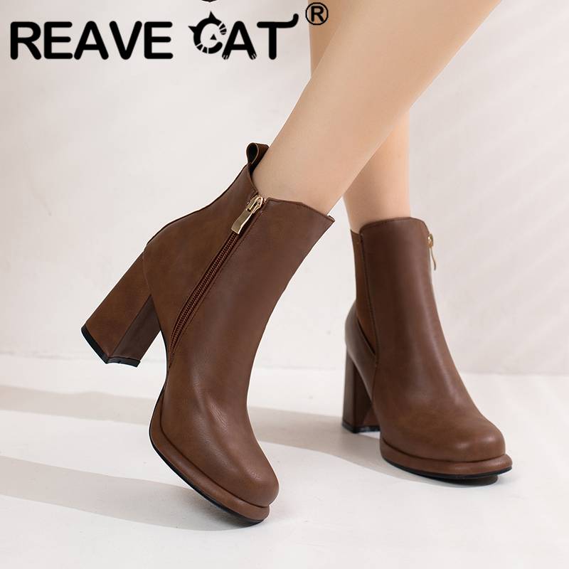 Women'S Shoes Big Feet - REAVE CAT Womens Short Boots 11cm