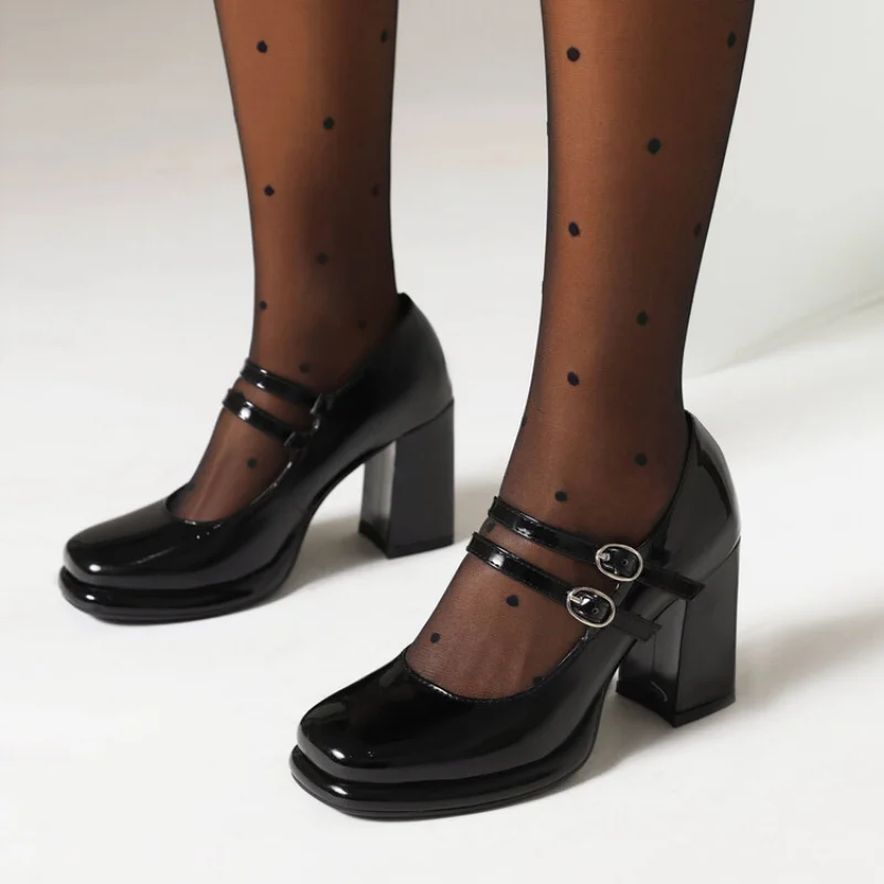 Women'S Shoes Big Feet - 2024 New Patent Leather Double Buckle