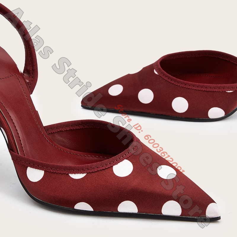 Satin White Polka Dot Pointed  - огляд і ціна Wide Fit Heels