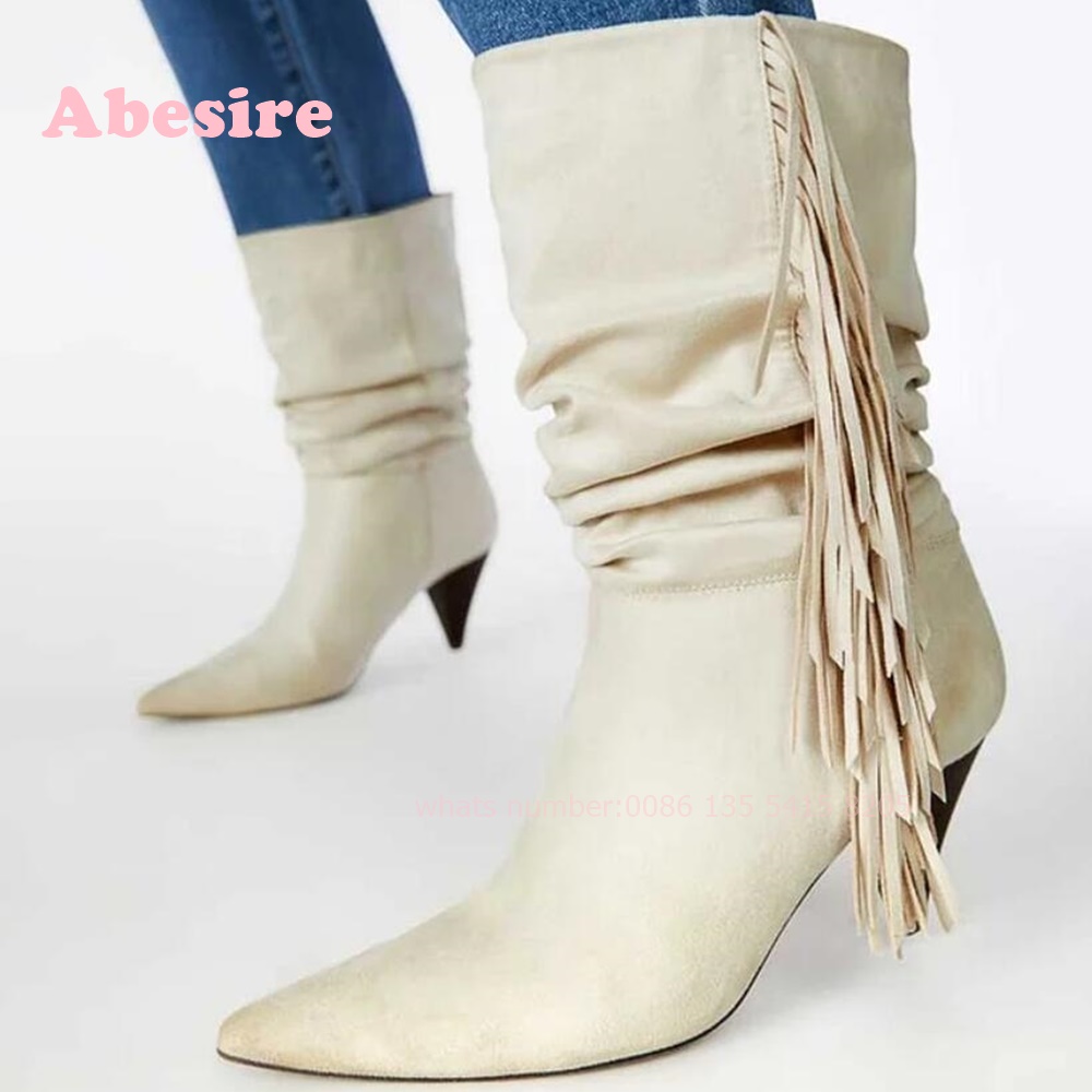 White Cone Heel Fringe Shoes V - огляд і ціна Women'S Shoes Vegan