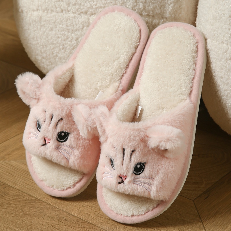 Cute Cat Plush Flip Flops For  - огляд і ціна Women Shoes Winter