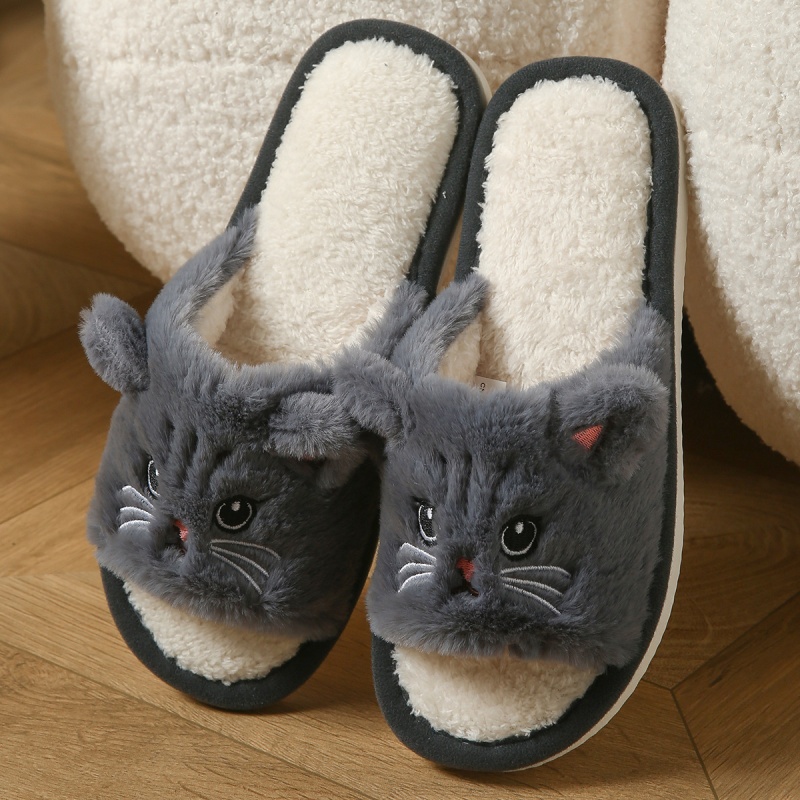 Cute Cat Plush Flip Flops For  - огляд і ціна Women Shoes Winter