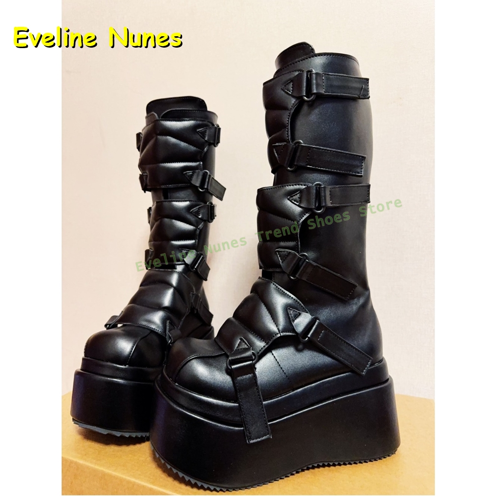 Black Buckle Cyberpunk Y2K Kne - огляд і ціна Women'S Shoes Big Feet