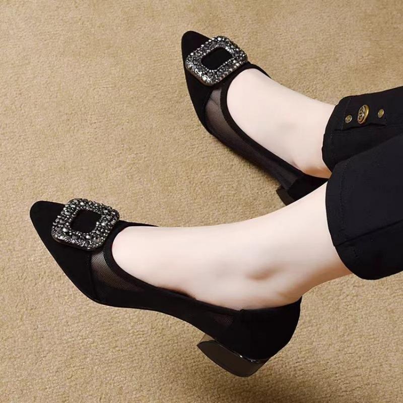 Elegant Pointed Toe Mesh Block - огляд і ціна Slingback Pumps Women