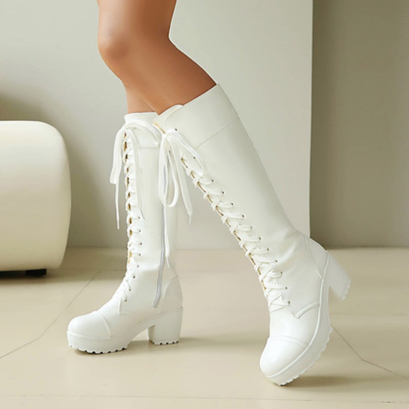 Womens Knee High Lace Up Comba - огляд і ціна Zip Up Boots Short